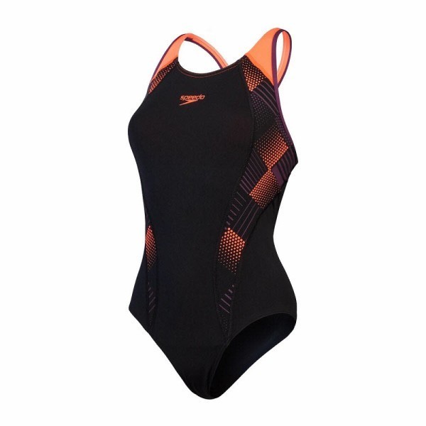 SPEEDO Placement Laneback Badeanzug Damen schwarz