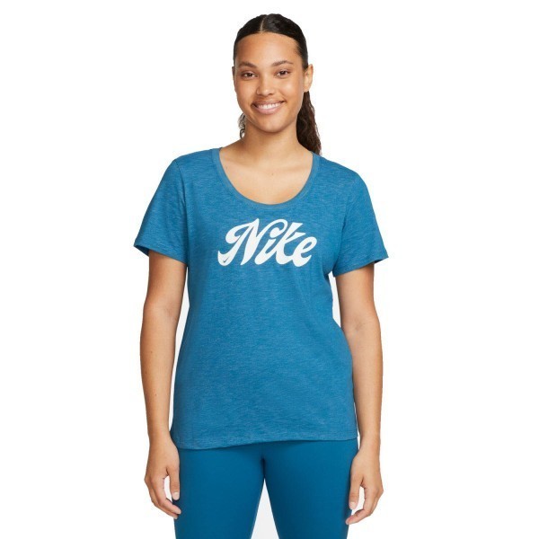 NIKE W NK DF TEE NIKE SCRIPT T-Shirt Damen blau