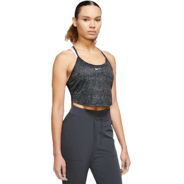 NIKE W Nk One Df Crp Tank Aop T-Shirt Damen schwarz