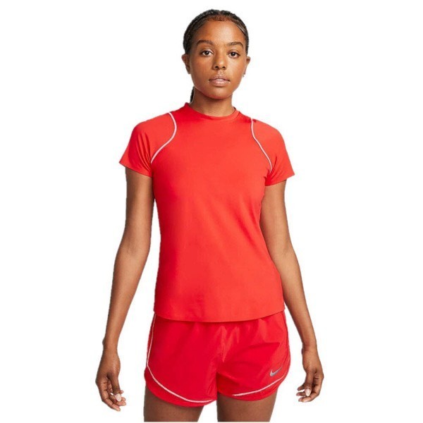 NIKE Df Run Dvn Top Ss T-Shirt Damen rot