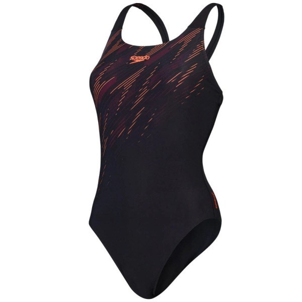 SPEEDO Womens HyperBoom Placement Muscleback Badeanzug Damen schwarz