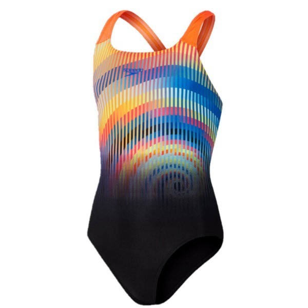 SPEEDO Girls Digital Placement Powerback Badeanzug Kinder schwarz