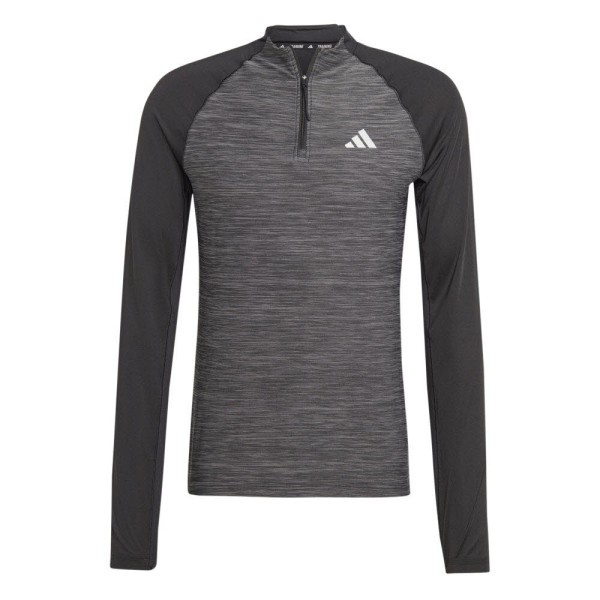 ADIDAS GYM+ 3S 1/4ZIP Langarmshirt Herren grau - Bild 1